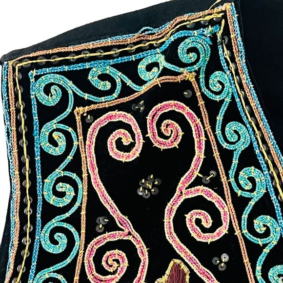 Vtg Rico International Vest Sequined Elephant Boho Womens M/L Festival Beaded - Picture 4 of 13